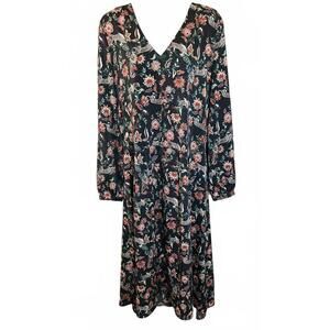 Hush Long Sleeve Midi Dress in "Floral & Leopard" print.  Hush (UK) 12